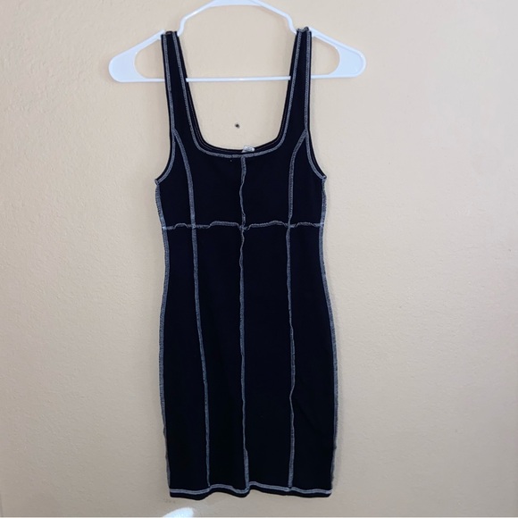 Urban x Tilt black mini dress white outside inseams cute grunge bodycon skirt - Picture 6 of 11